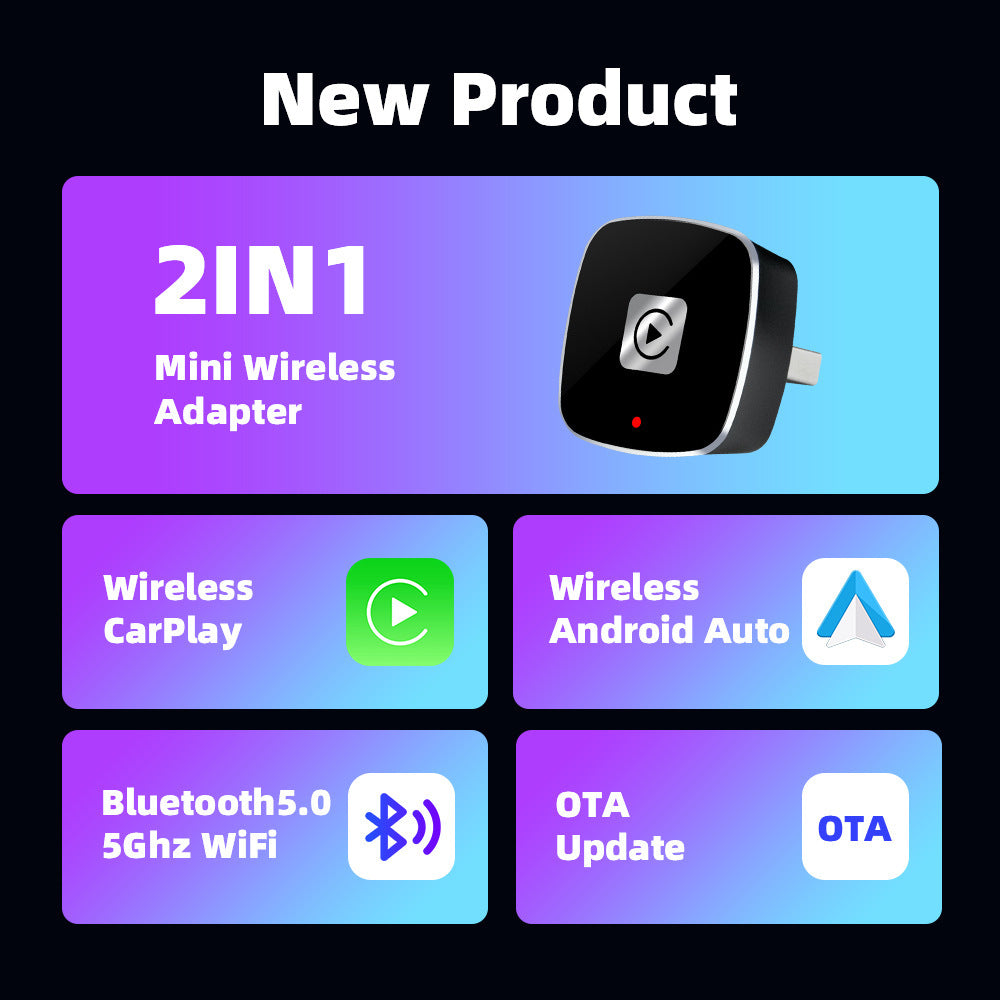Small Portable Mini Car Intelligent Wired To Wireless Car Machine Exchange Box