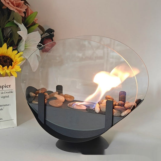 Alcohol Fireplace Lamp Indoor Real Fire Heating Atmosphere Desktop Oval
