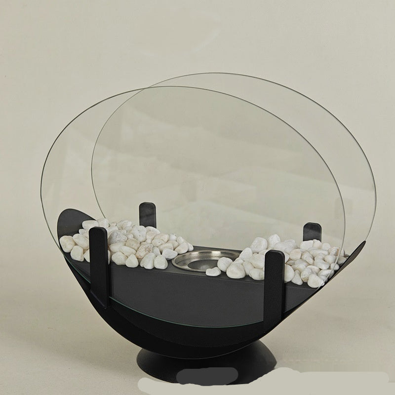Alcohol Fireplace Lamp Indoor Real Fire Heating Atmosphere Desktop Oval