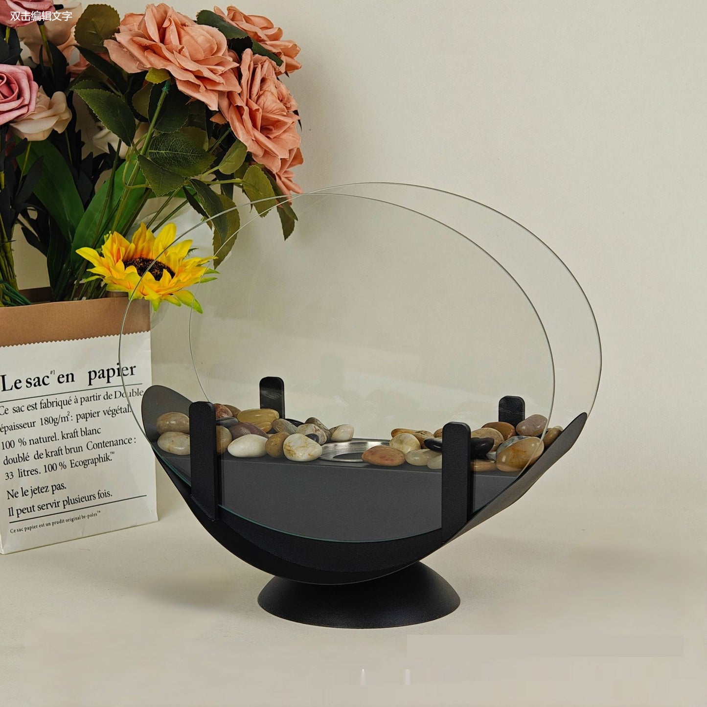 Alcohol Fireplace Lamp Indoor Real Fire Heating Atmosphere Desktop Oval