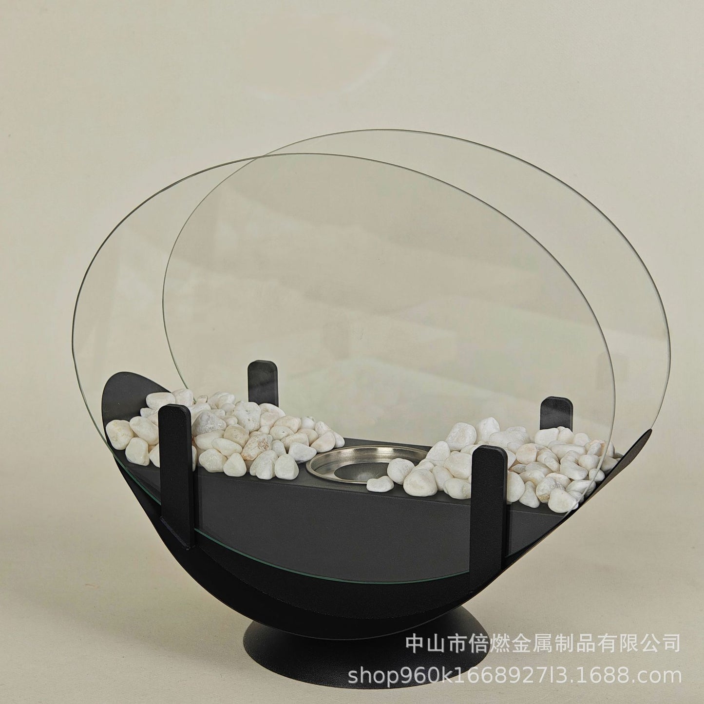 Alcohol Fireplace Lamp Indoor Real Fire Heating Atmosphere Desktop Oval